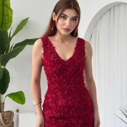 Kren Gül Detaylı Elbise