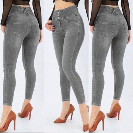 Yüksek Bel Likralı Jean Pantolon Cm