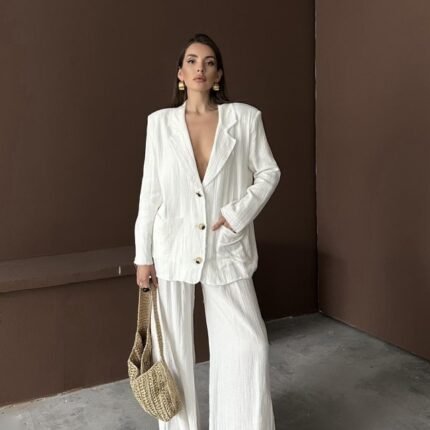 Beyaz Oversize Müslin Takım