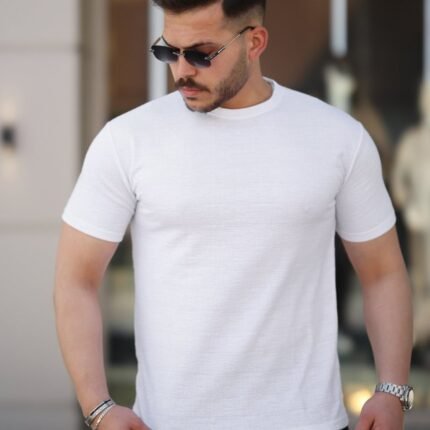 Erkek Ağaç Kabuğu Desenli Kısa Kollu T-shirt