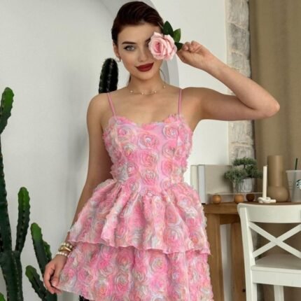 Flora İp Askılı Elbise