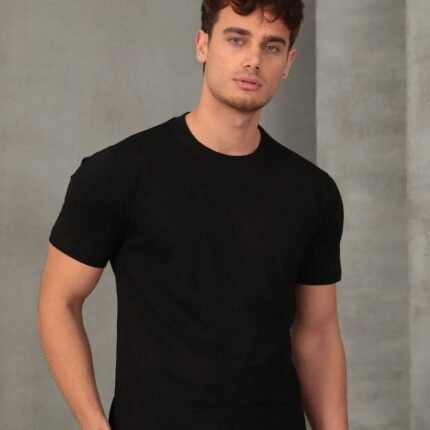 Erkek Slim Fit Bisiklet Yaka % Pamuk Dar Kesim Basic Tişört