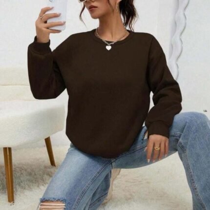 Kadın Uzun Kollu Bisiklet Yaka şardonlu üç Iplik Kumaş Sweat