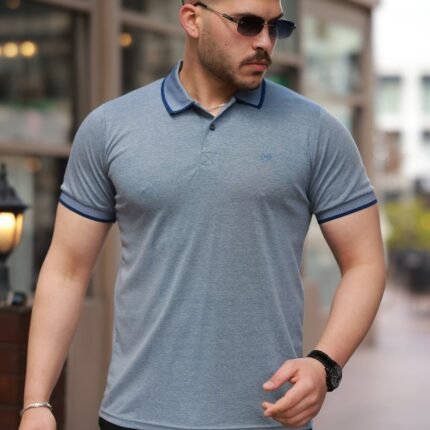 Erkek Yakalı Kagi Kumaş Kısa Kollu Tshirt