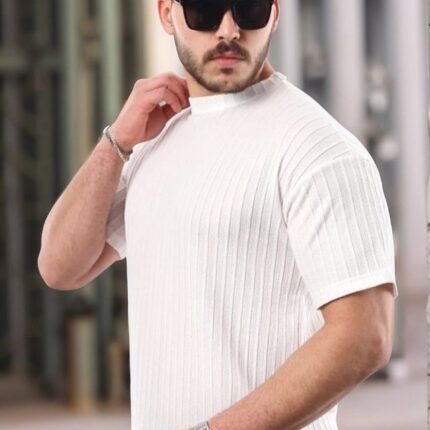 Erkek Kısa Kollu örgü Kumaş Bisiklet Yaka Tshirt