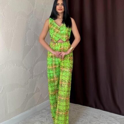 Yeşil Pullu Yelek Ve Pantolon Takım