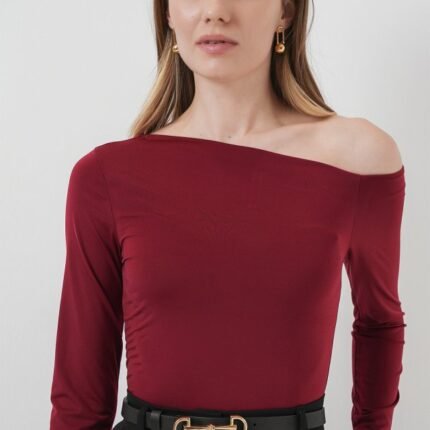 Kayık Yaka Sandy Bluz Bordo