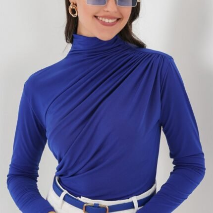 Büzgü Detaylı Sandy Bluz Saks