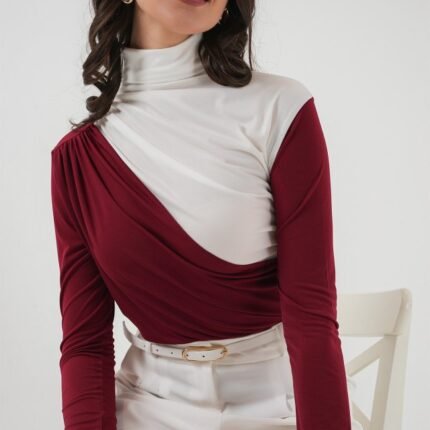 Büzgü Detaylı Sandy Bluz Bordo