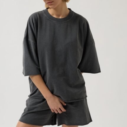 Oversize Lazer Kesim Bisiklet Yaka TShirt