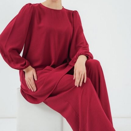 Ayrobin Tunik Pantolon Alt Üst Takım Bordo