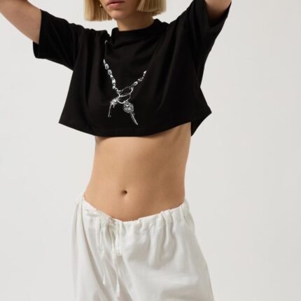 Baskılı Crop TShirt