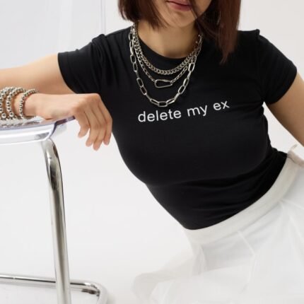 Baskılı Likralı Crop TShirt