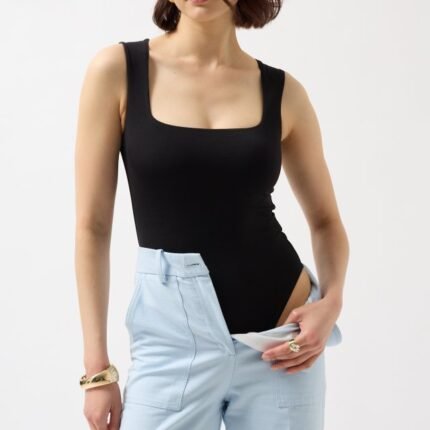 Kare Yaka Kalın Askılı Bodysuit