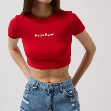 Nepo Baskılı Crop TShirt