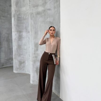Yüksek Bel Straight Fit Palazzo Pantolon