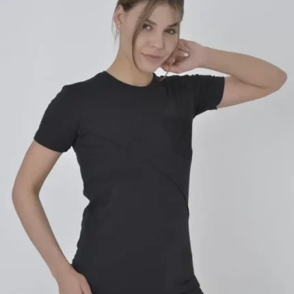File Cepli Slim Fit Tshirt Siyah