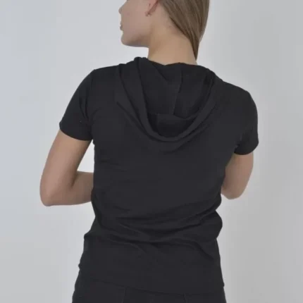 Kapşonlu Slim Fit Tshirt Siyah