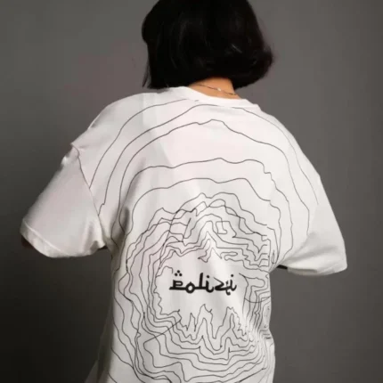Bisiklet Yakalı Sırt Baskılı Oversize TShirt Beyaz