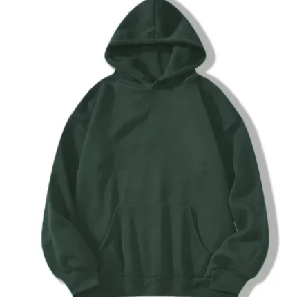 Erkek Düz Kapüşonlu Sweat Koyu Yeşil
