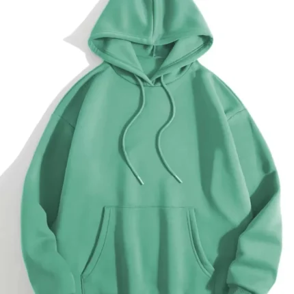 Erkek Düz Kapüşonlu Sweat Mint Yeşili