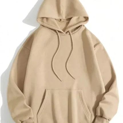 Erkek Düz Kapüşonlu Sweat Bej
