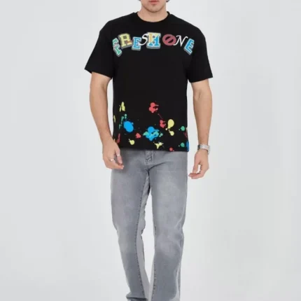 Erkek Baskılı Penye TShirt Siyah