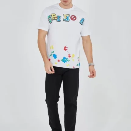 Erkek Baskılı Penye TShirt Beyaz