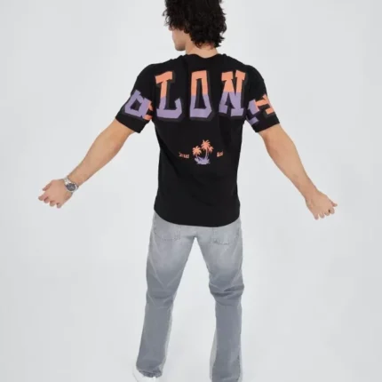 Erkek Ön Ve Arka Baskılı TShirt Siyah