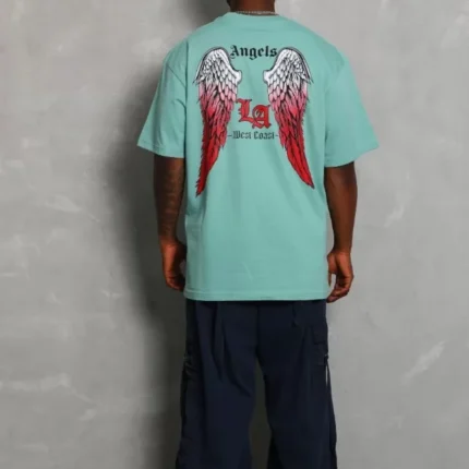 Unisex Oversize Baskılı Bisiklet Yaka TShirt Mint Yeşili