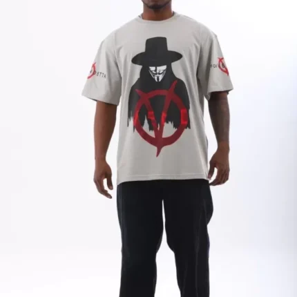 Unisex Oversize Baskılı Bisiklet Yaka TShirt Gri