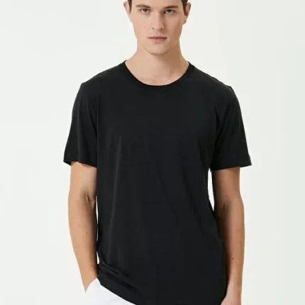 Unisex Basic Bisiklet Yaka Regular TShirt Siyah