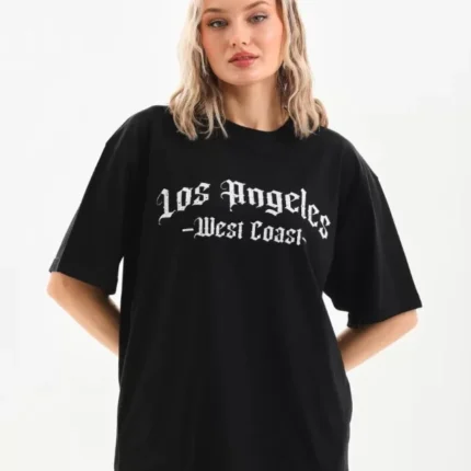 Unisex Baskılı Oversize TShirt Siyah