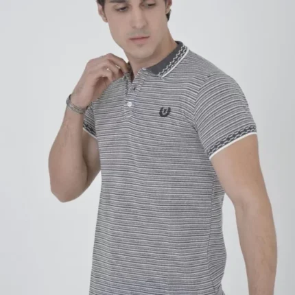 Erkek Yakalı Slim Fit Dokuma TShirt Beyaz