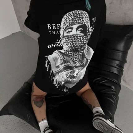 Unisex Baskılı Oversize TShirt Siyah