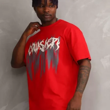Unisex Baskılı Oversize TShirt Kırmızı