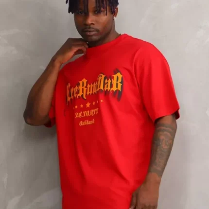 Unisex Baskılı Oversize TShirt Kırmızı