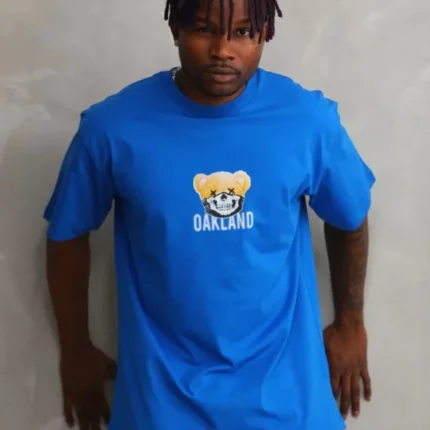 Unisex Baskılı Oversize TShirt Mavi
