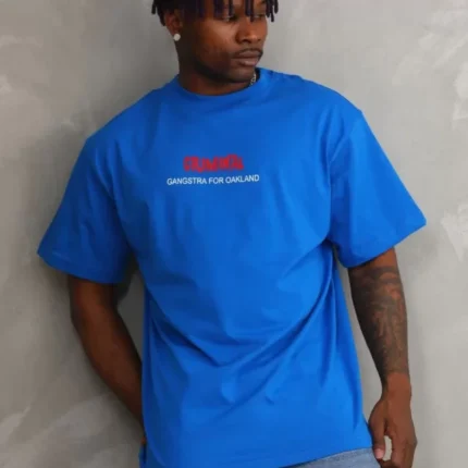 Unisex Baskılı Oversize TShirt Mavi