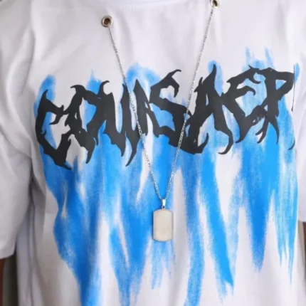 Unisex Oversize Kolye Dahil TShirt Beyaz