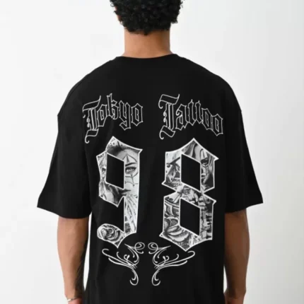 Unisex Baskılı Oversize TShirt Siyah