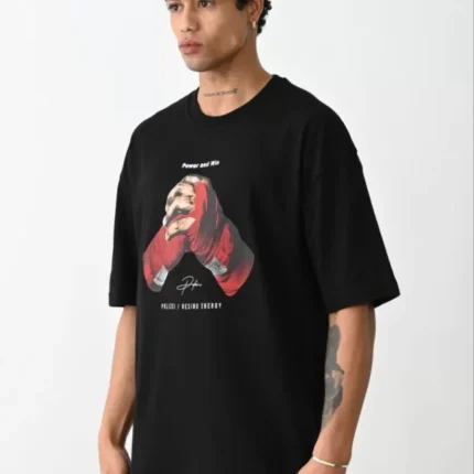 Unisex Baskılı Oversize TShirt Siyah