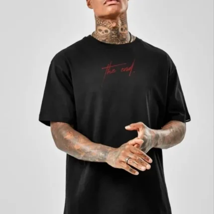 Unisex Baskılı Oversize TShirt Siyah