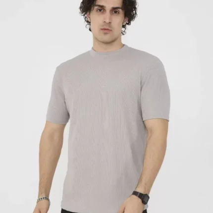 Unisex Bisiklet Yaka Slim Fit TShirt Taş