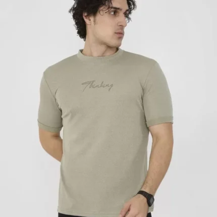 Unisex Bisiklet Yaka Slim Fit TShirt Açık Yeşil