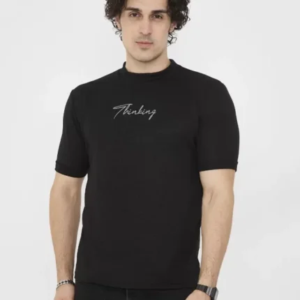 Unisex Bisiklet Yaka Slim Fit TShirt Siyah