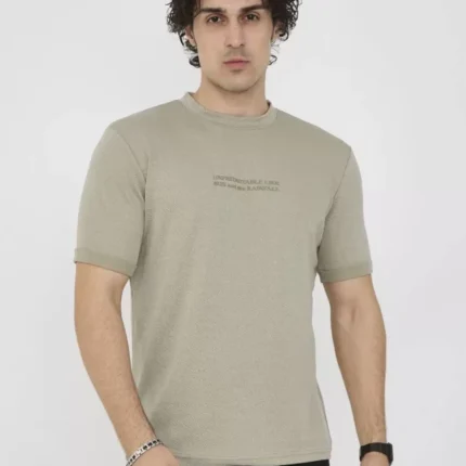 Unisex Bisiklet Yaka Slim Fit TShirt Açık Yeşil