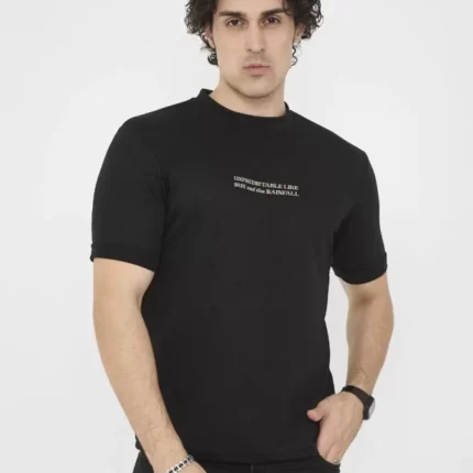 Unisex Bisiklet Yaka Slim Fit TShirt Siyah