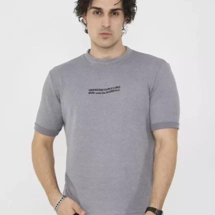 Unisex Bisiklet Yaka Slim Fit TShirt Gri