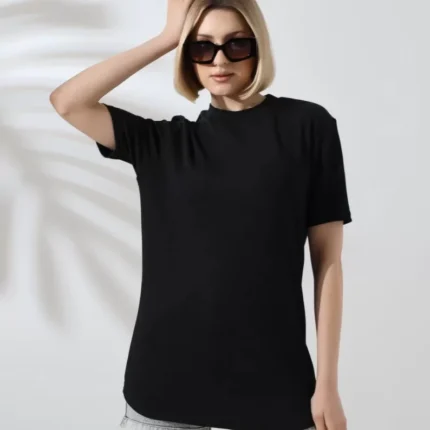 Unisex Bisiklet Yaka Slim Fit TShirt Siyah